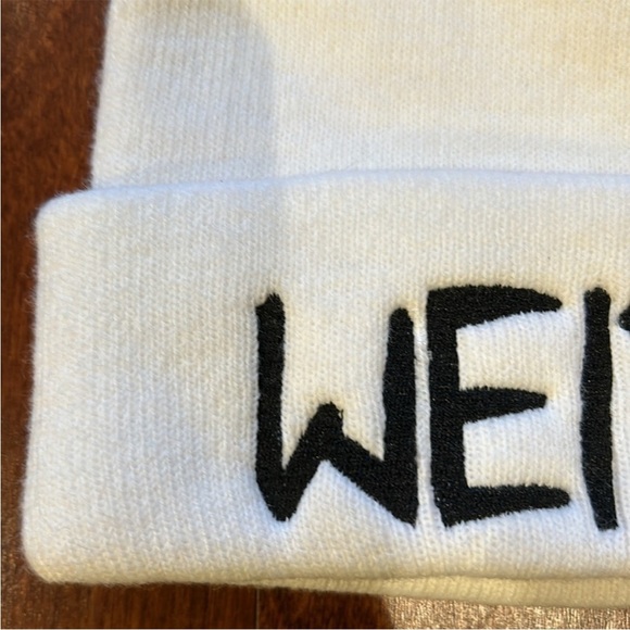 Jeffree Star Unisex Weirdo Knit Beanie, White & Black, Embroidered Letters, NWOT - Picture 3 of 5